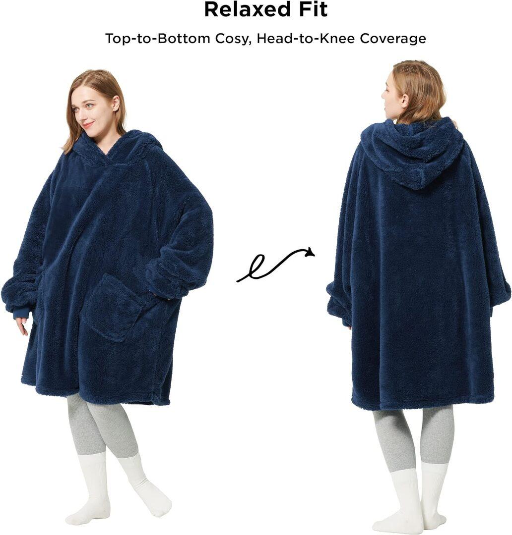 Hoodie Decke mit Ärmeln - Größe: Large - Farbe: Blau 2