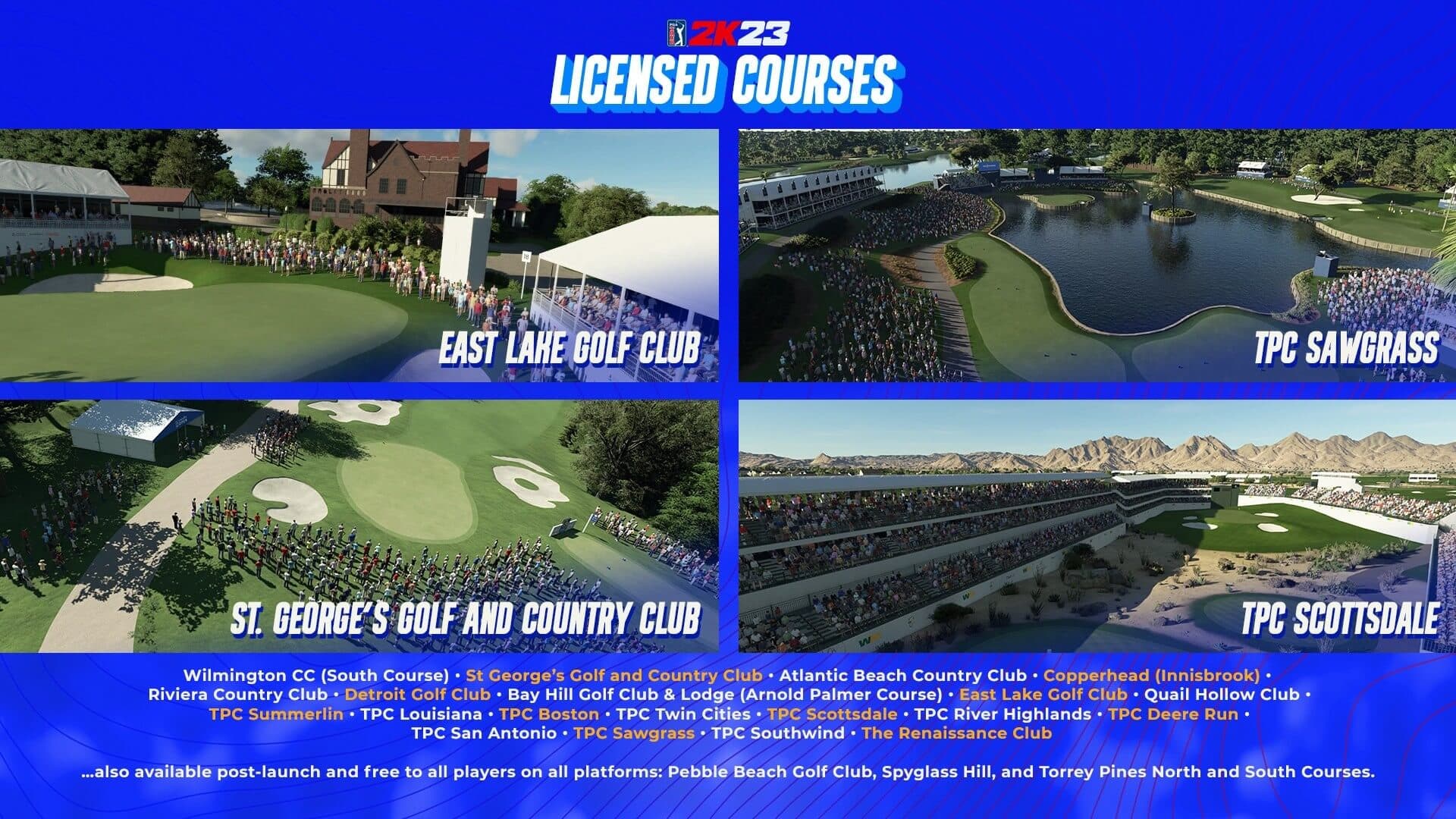 pga tour 2k23 courses infographic