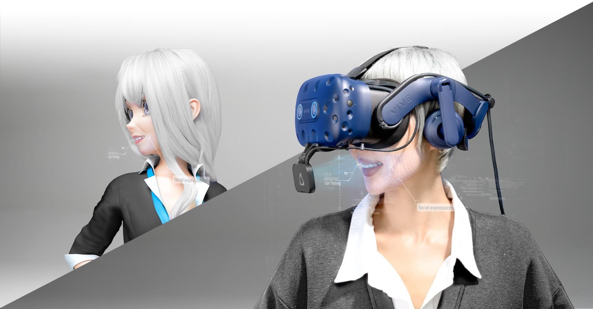 htc vive facial tracker being worn